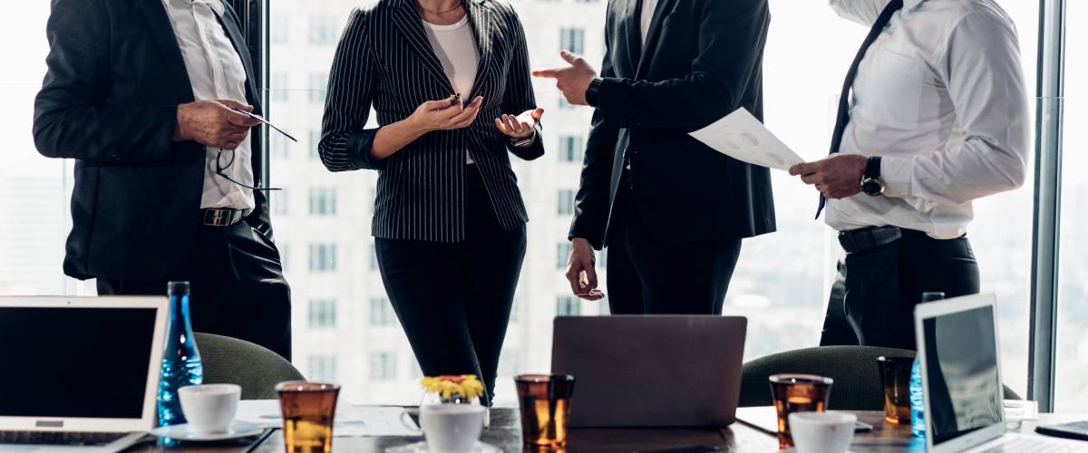 Business People Analyzing Statistics Financial Concept