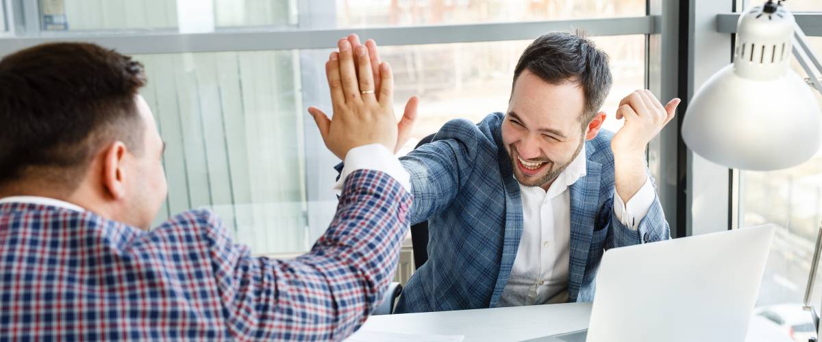 Client gives high five
