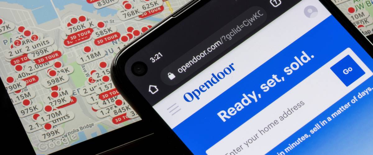 Opendoor business homepage on a cell phone screen