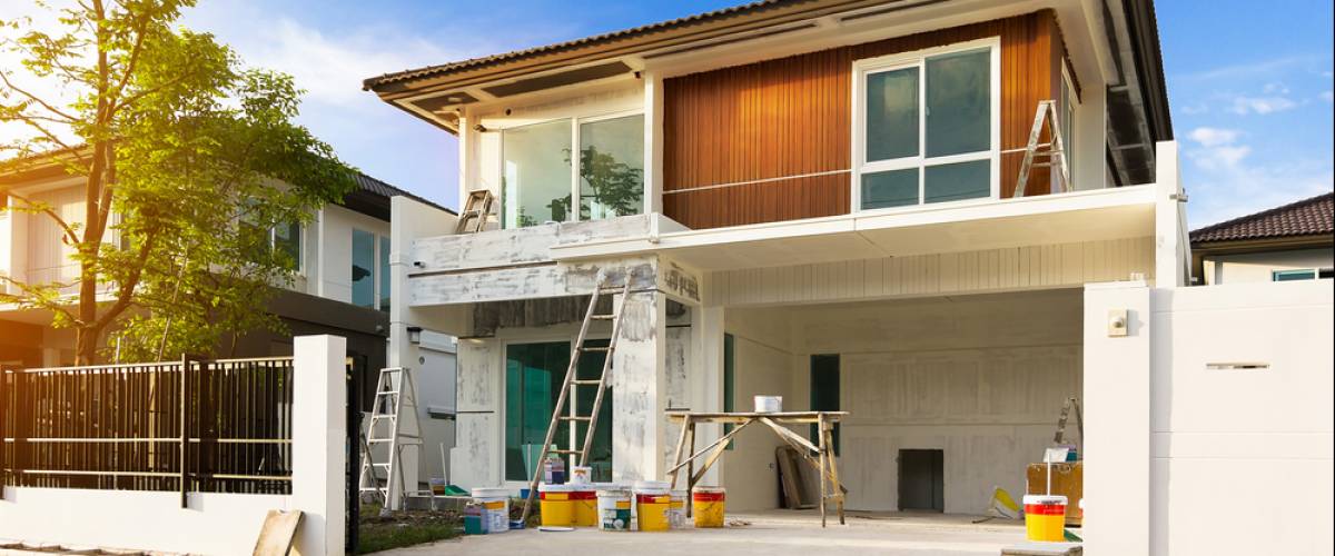 A house getting an exterior makeover