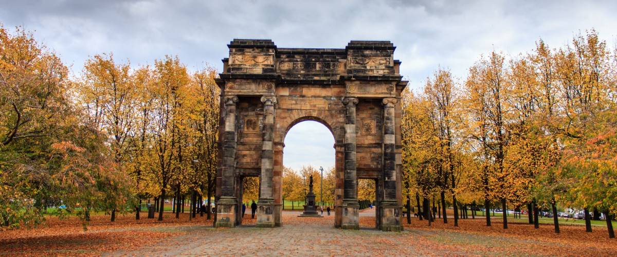 entrance to glasgow green, glasgow, scotland, UK