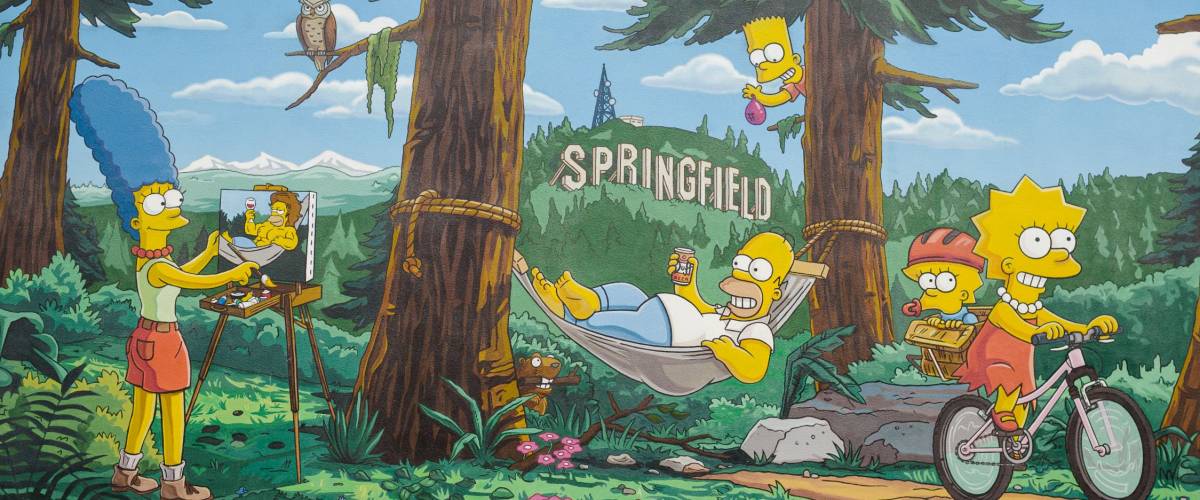 SPRINGFIELD, OR - NOVEMBER 9, 2016: Mural from the popular animated tv show the Simpsons in Springfield Oregon.