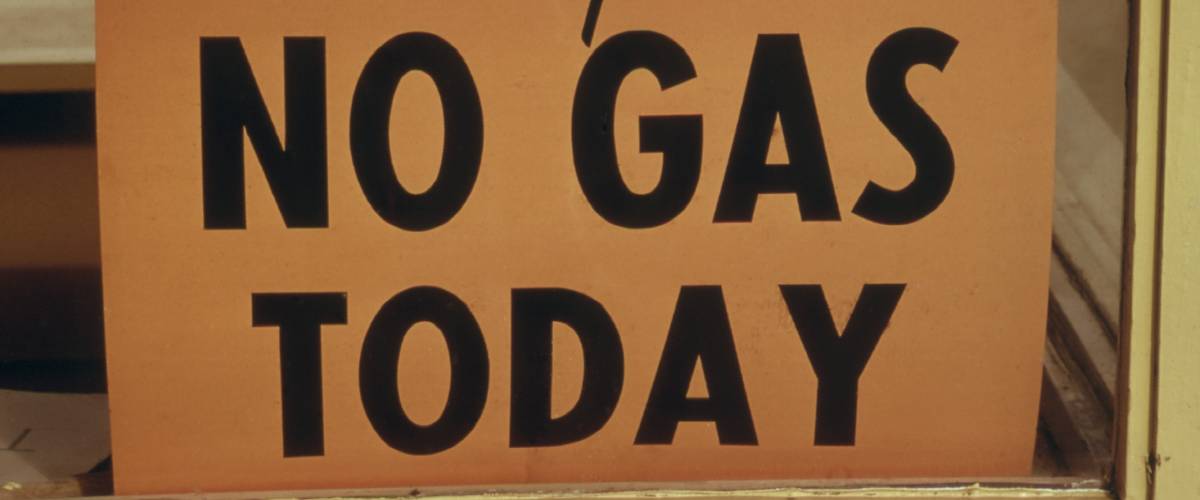 'Sorry NO GAS TODAY' sign at an Oregon Gas Station in October 1973.