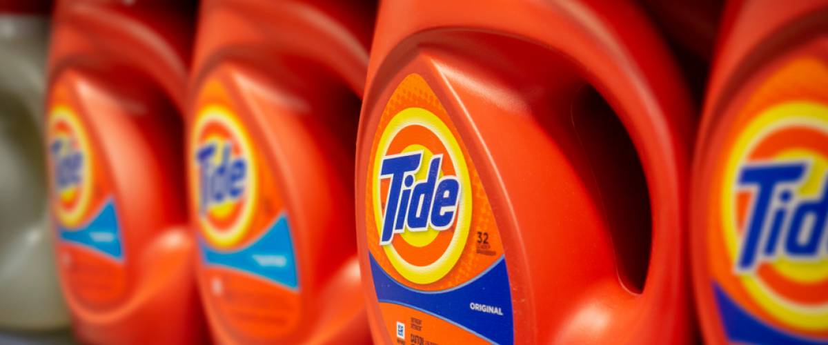 Bottles of Procter & Gamble's Tide detergent in a supermarket in New York
