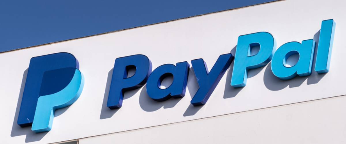 Close up of PayPal logo at their headquarters in Silicon Valley