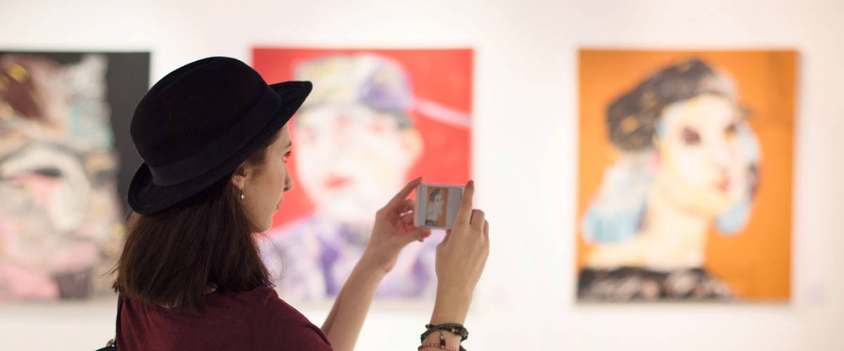 Woman Visiting Art Gallery Lifestyle Concept