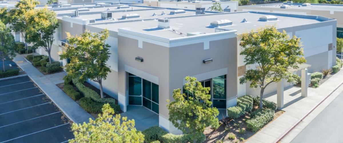 Aerial View Of Industrial Commerce Office Buildings