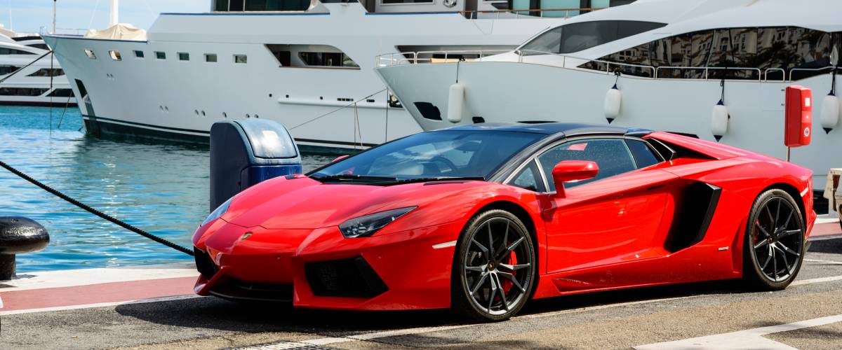Lamborghini with yachts