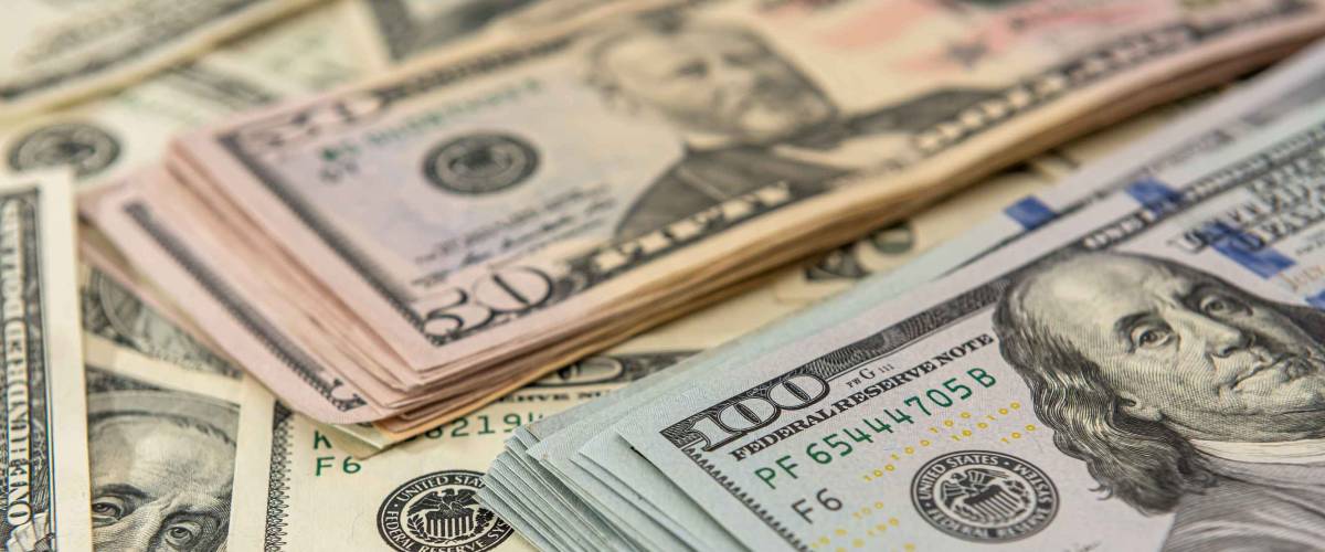 Background of US dollar bills. Top view point. financial concept