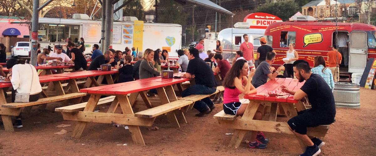 Barton springs picnic, Austin Texas. Austin loves their food trucks!!!! Located in Barton springs neighborhood