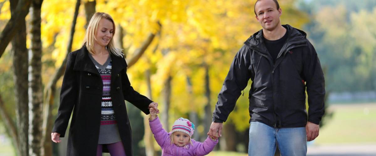 Happy family having fun outdoors