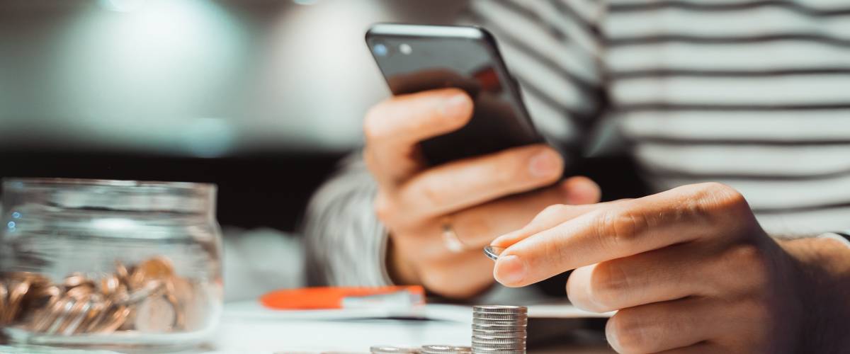 Financial concept, using phone for mobile banking