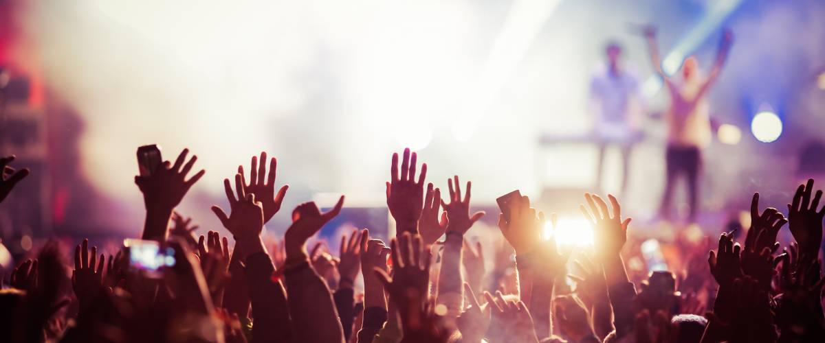 Crowd of people at rock concert