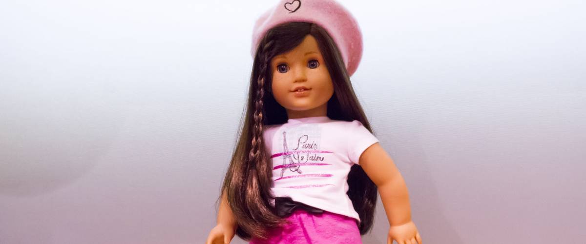 New York City - November 19, 2015: Dolls in The American Girl Place store, in New York City. American Girl Place is a store that sells American Girl dolls.