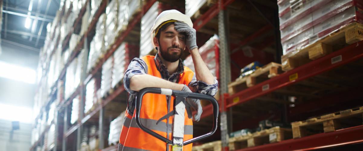 stock worker tired face palm