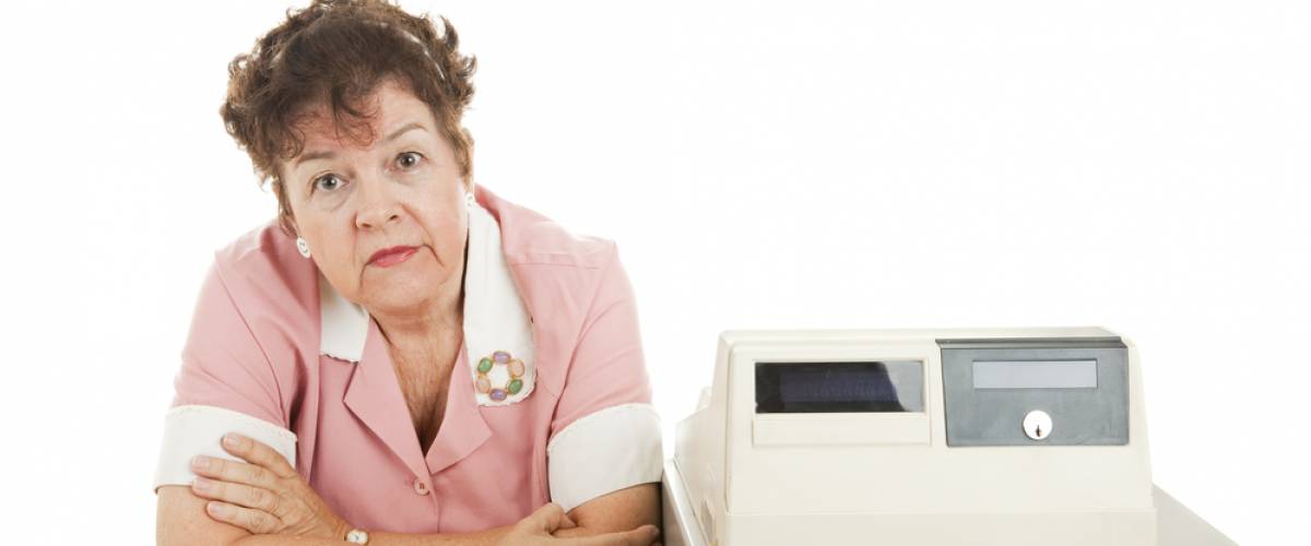 tired worker cashier