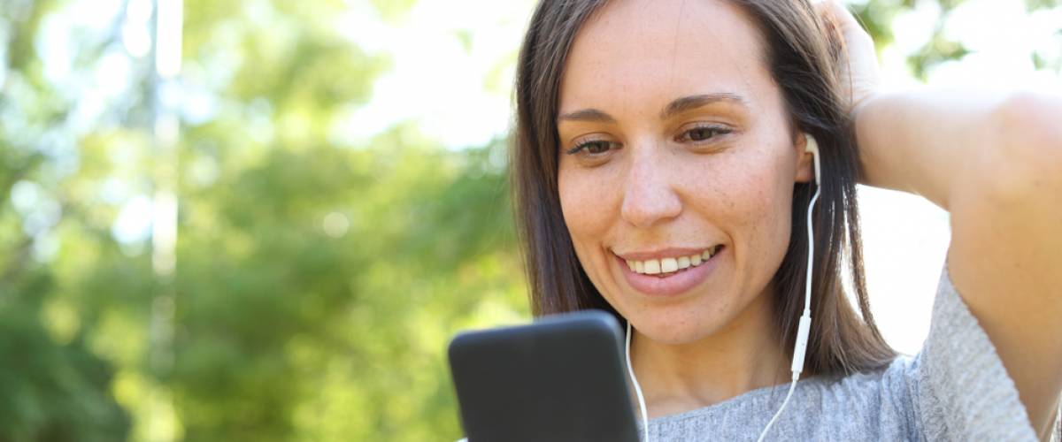 woman with headphones