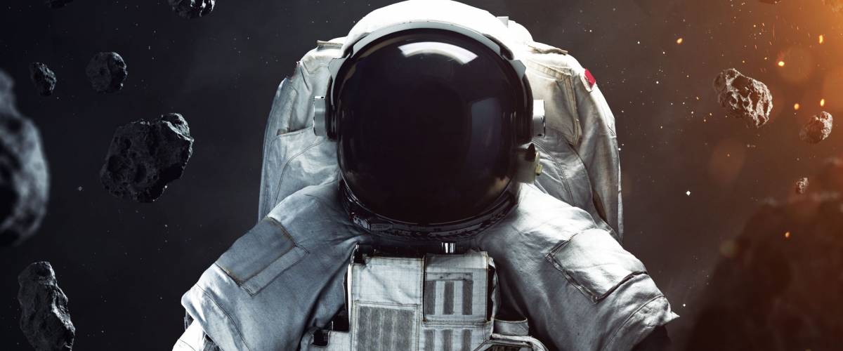 Brave astronaut at the spacewalk. People in space. Elements of this image furnished by NASA