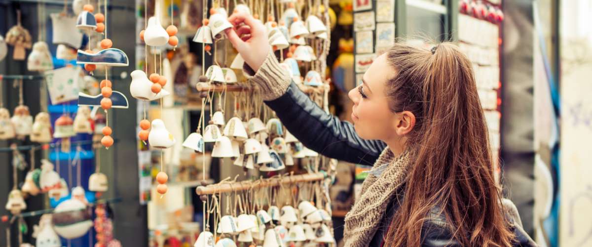 Woman buying souvenirs