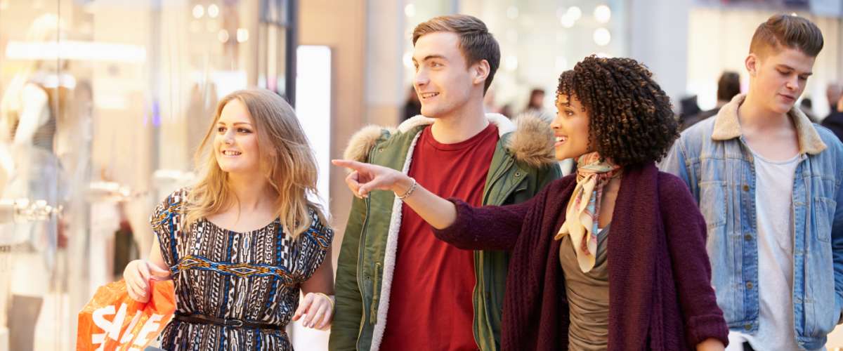 Group of friends shopping