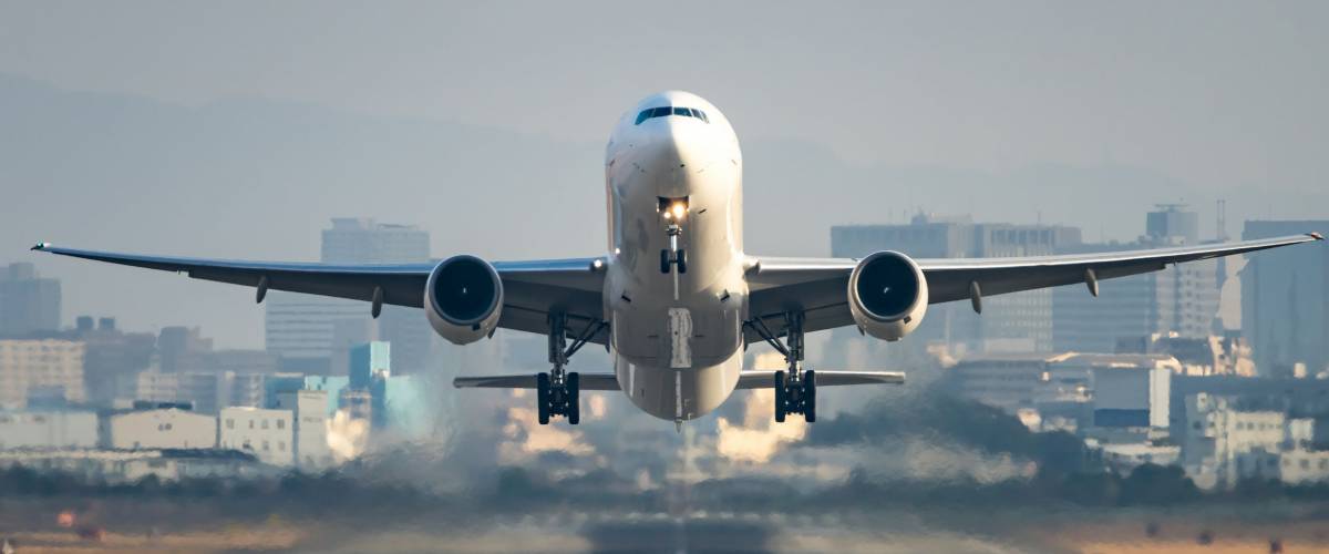 Airplane taking off from the airport.