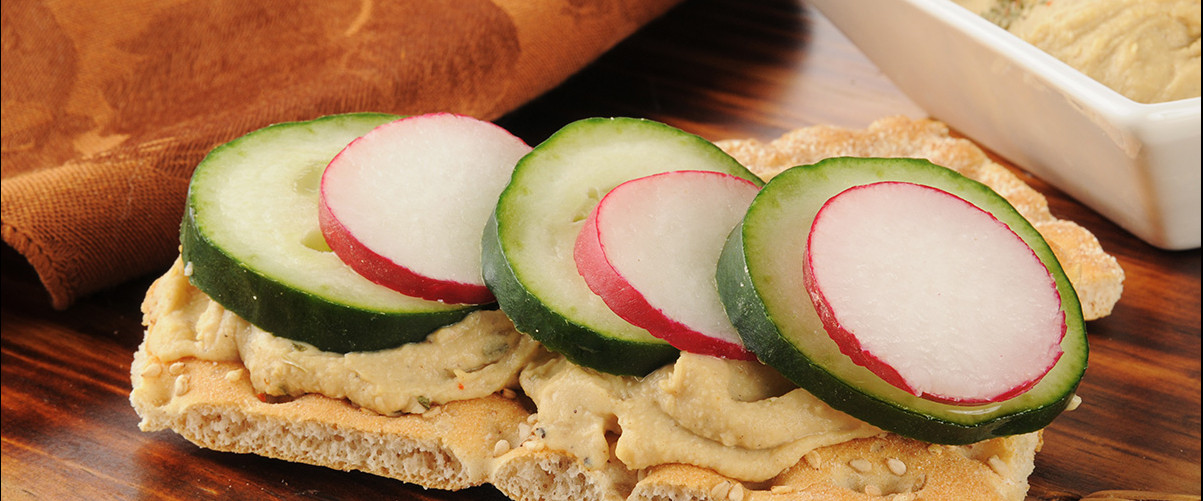 Hummus and Cucumber Crostini