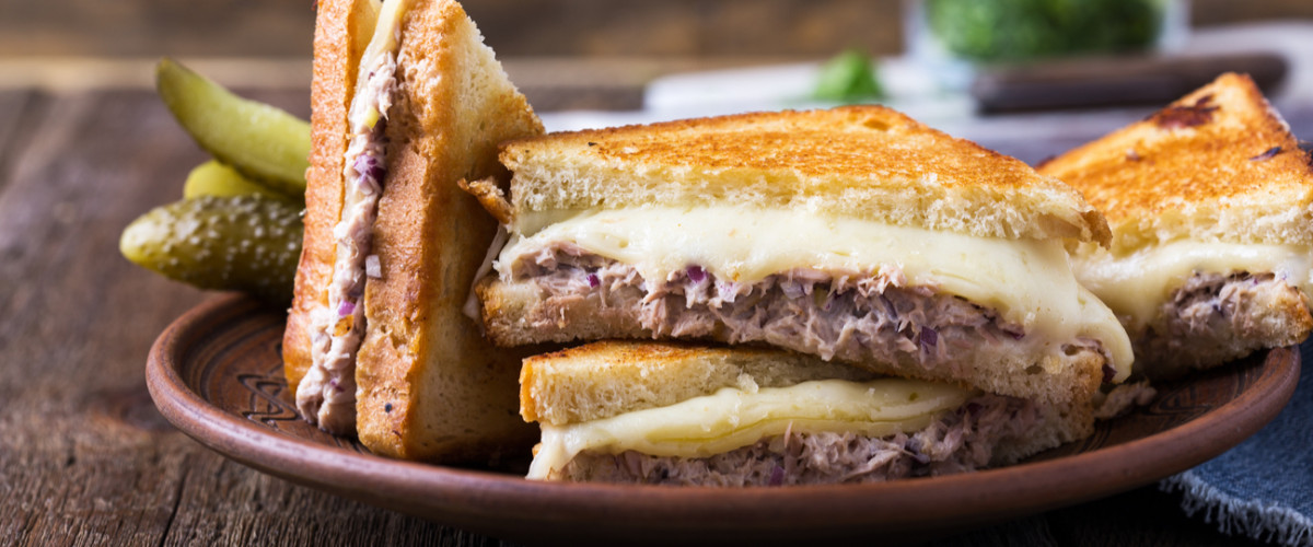 Delicious tuna melt sandwich