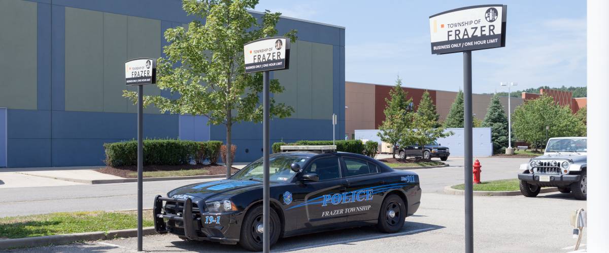 Police car, Frazer Township, Pennsylvania. The police station is located with the Municipal offices at the Galleria at Pittsburgh Mills.