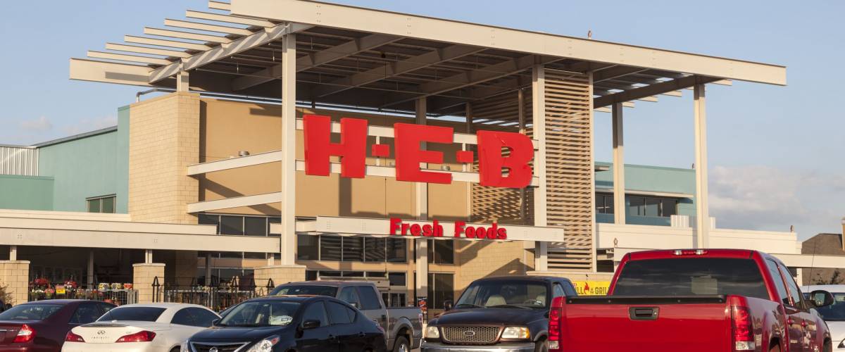 HOUSTON, USA - APR 14, 2016: HEB - Here Everything's Better - Grocery store in the city. HEB is an American supermarket chain based in San Antonio, Texas