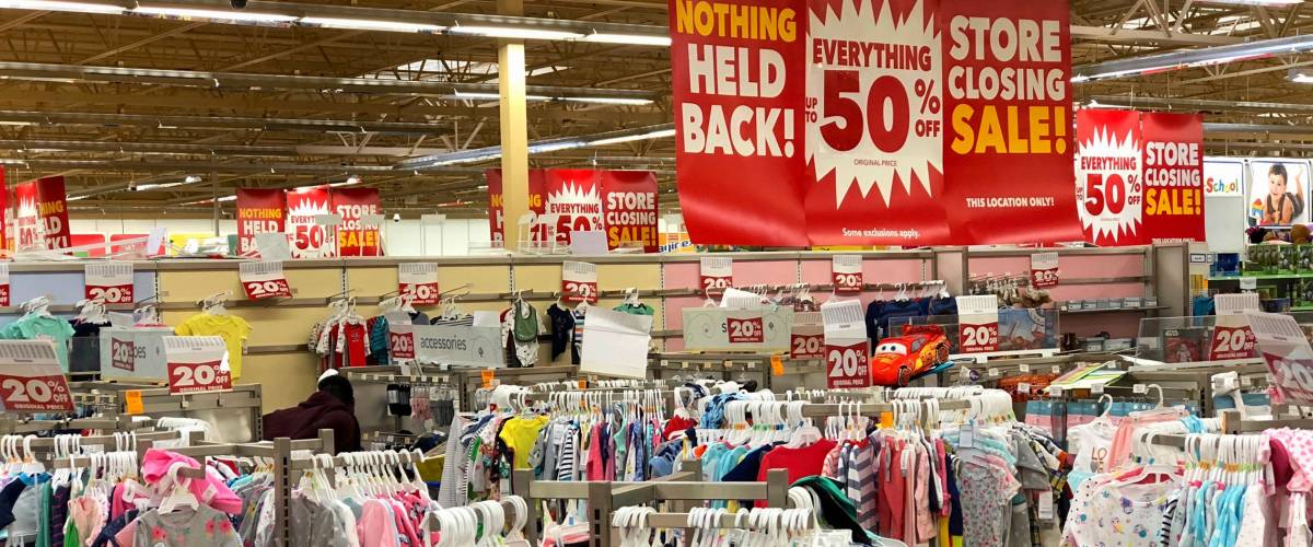 Emeryville, CA - March 10, 2018: Emeryville Toys R Us closing sale. Bankrupt retailer Toys R Us may shut all its US stores as soon as next week, according to several reports.