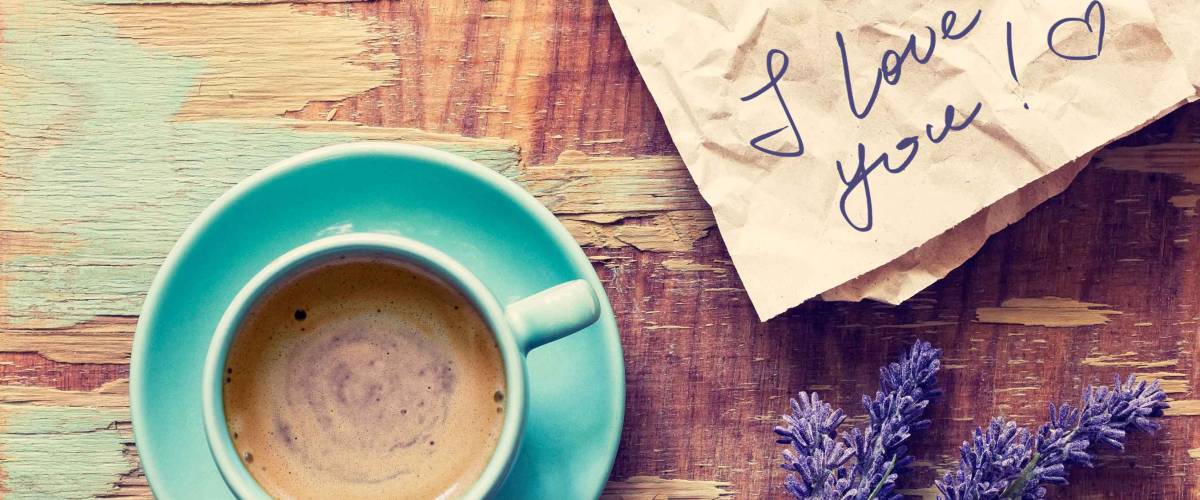 Coffee cup with love note