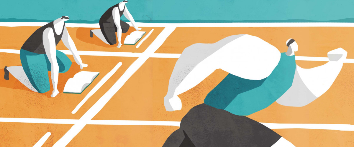 Academic vs. trades concept track and field race