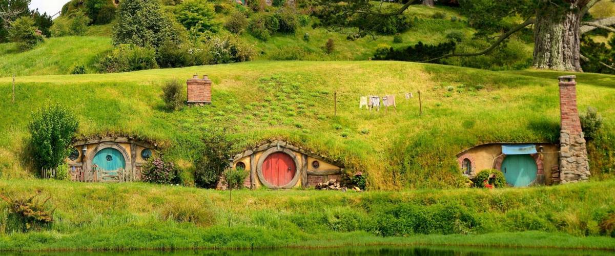 Hobbiton - landscape New Zealand, the place, where hobbits live in their holes