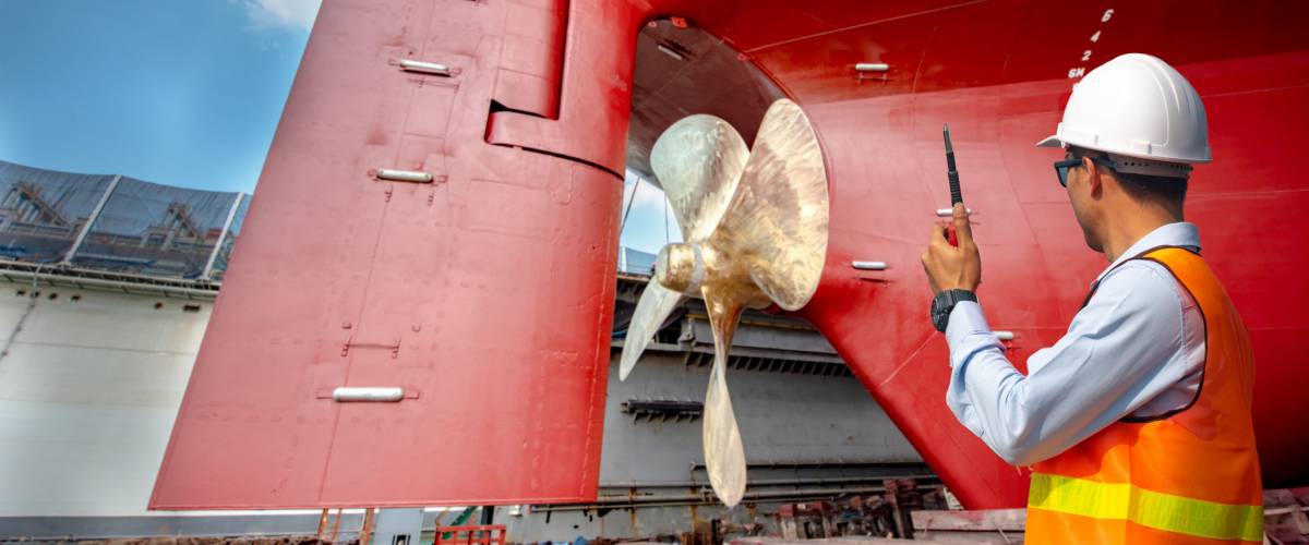 supervisor, foreman, inspector, surveyor takes final inspection of the cleaning, repairing, recondition of over hull a ship
