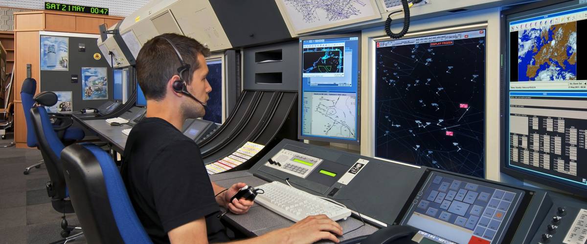Air traffic controller at work