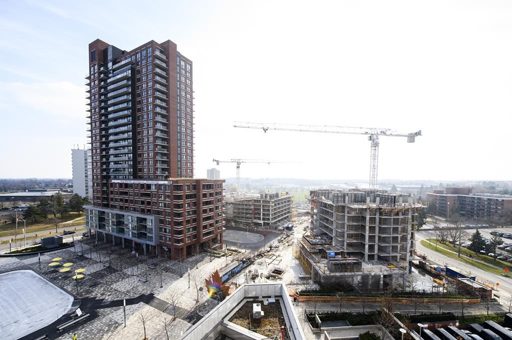 Condo construction is shown in Ajax, Ont., on November 30, 2023. 