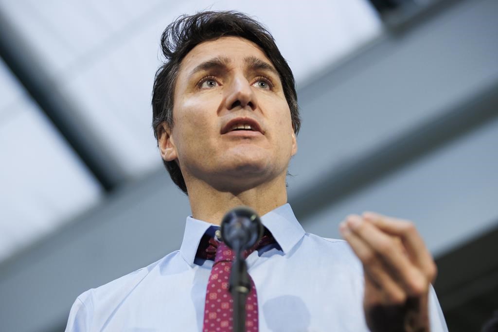Prime Minister Justin Trudeau speaks during a press conference in Oakville, Ontario on Wednesday, April 24, 2024. The Canadian Medical Association says the federal government&#039;s proposed chang