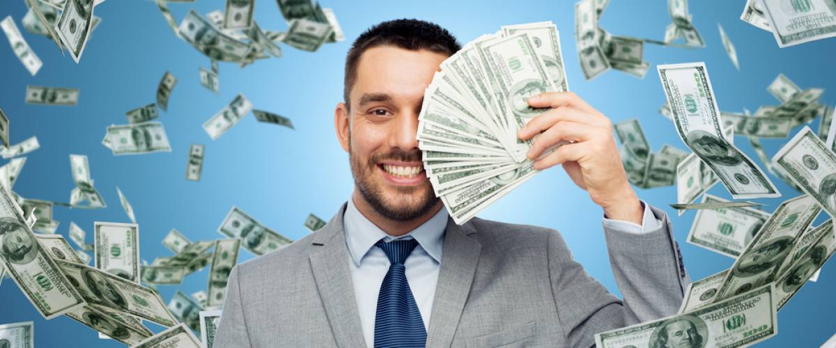 man with lots of cash