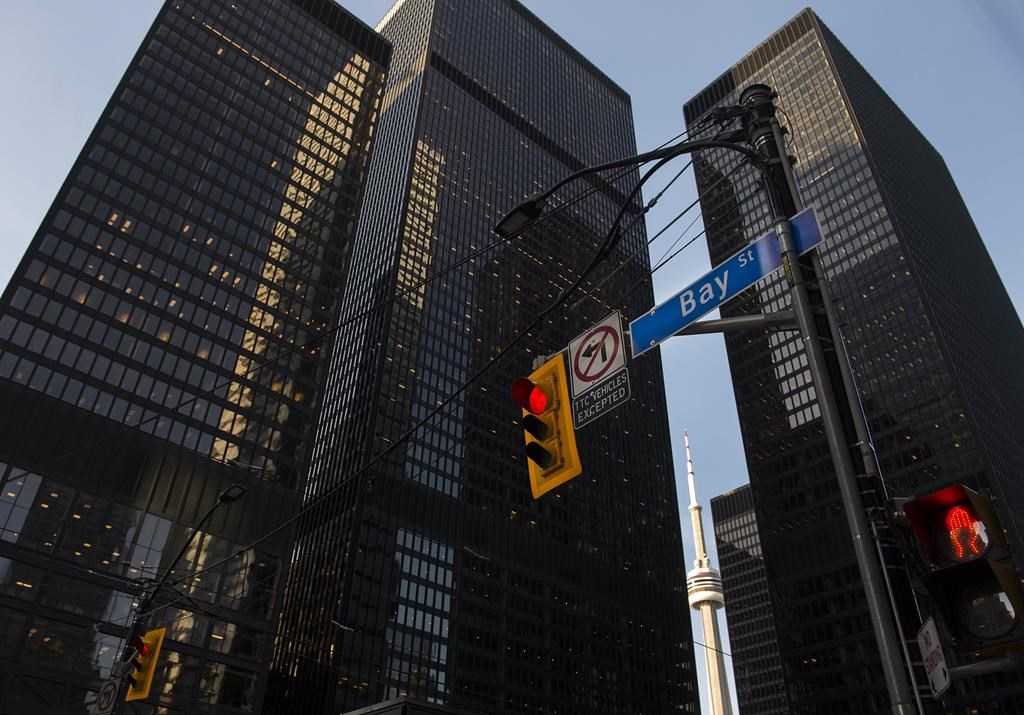 Bay Street in Canada&#039;s financial district is shown in Toronto on Wednesday, March 18, 2020. 