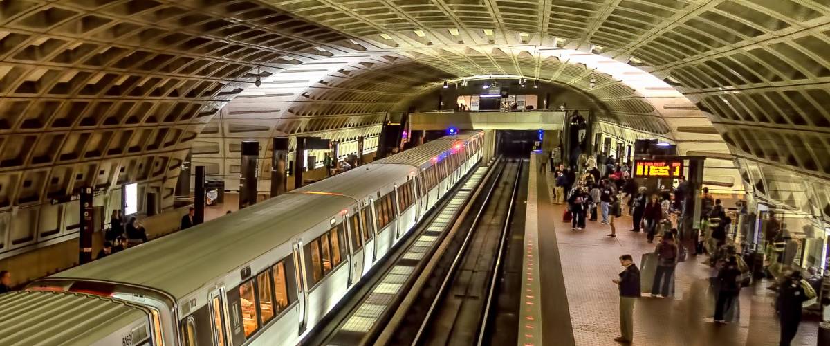 Washington DC, USA. Circa November 2011. Subway coming in at Metro Center Station.
