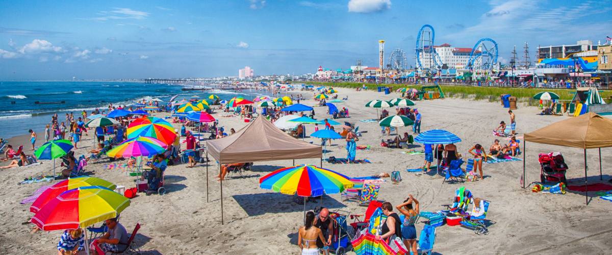 Ocean City, NJ - July, 6, 2016 -vacationers enjoy the sun and sand on Ocean City's boardwalk and beach.