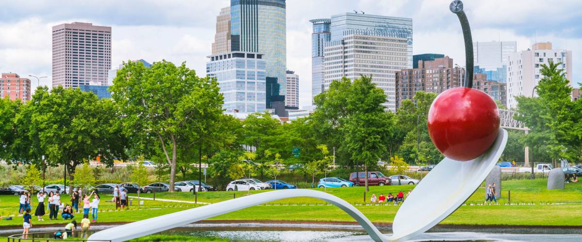 Minneapolis ,Minesota,usa,08-05-17:The Spoonbridge and Cherry at the Minneapolis Sculpture Garden.