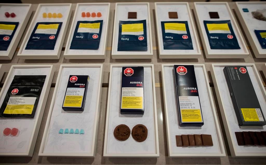A new study has linked the legalization of cannabis with a rise in the number of Ontario seniors visiting emergency rooms. A variety of cannabis edibles are displayed at the Ontario Cannabis 