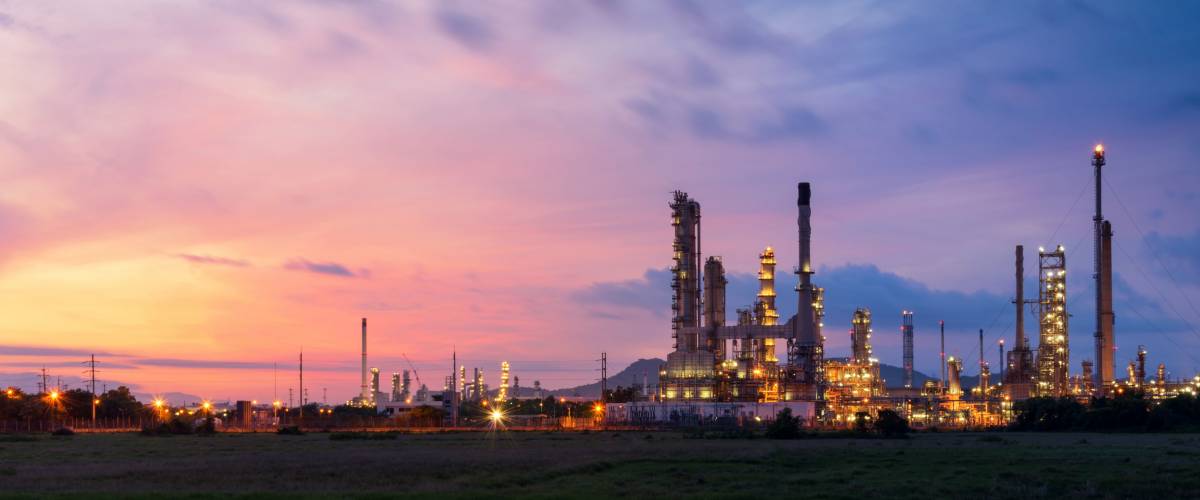 Oil refinery at twilight