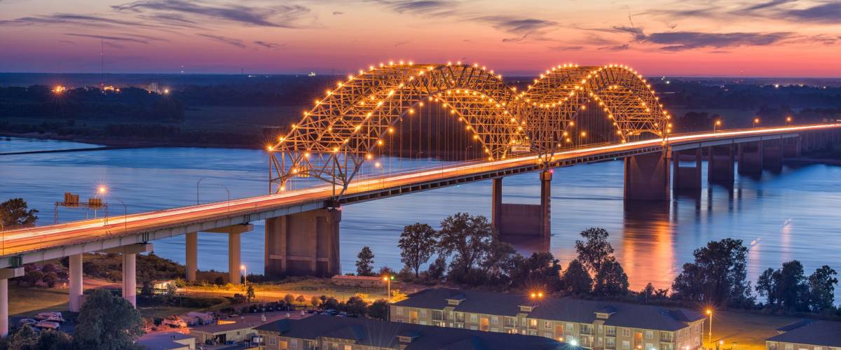 Memphis, Tennessee, USA at Hernando de Soto Bridge.