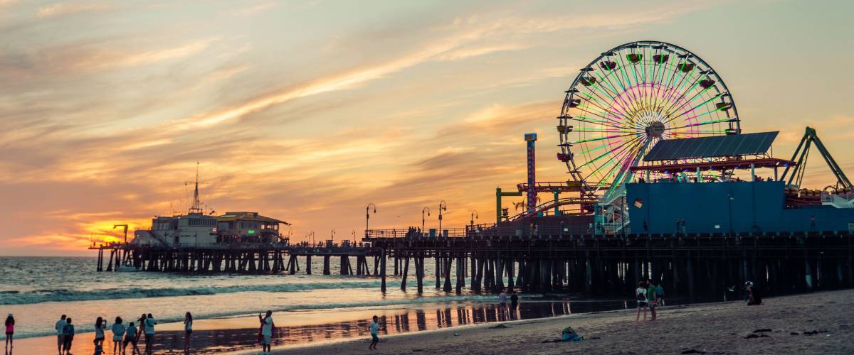 Santa Monica pier at sunset, Los Angeles