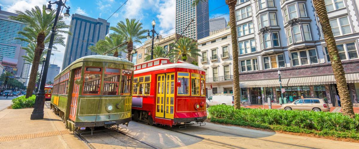 New Orleans, Louisiana, USA street cars.