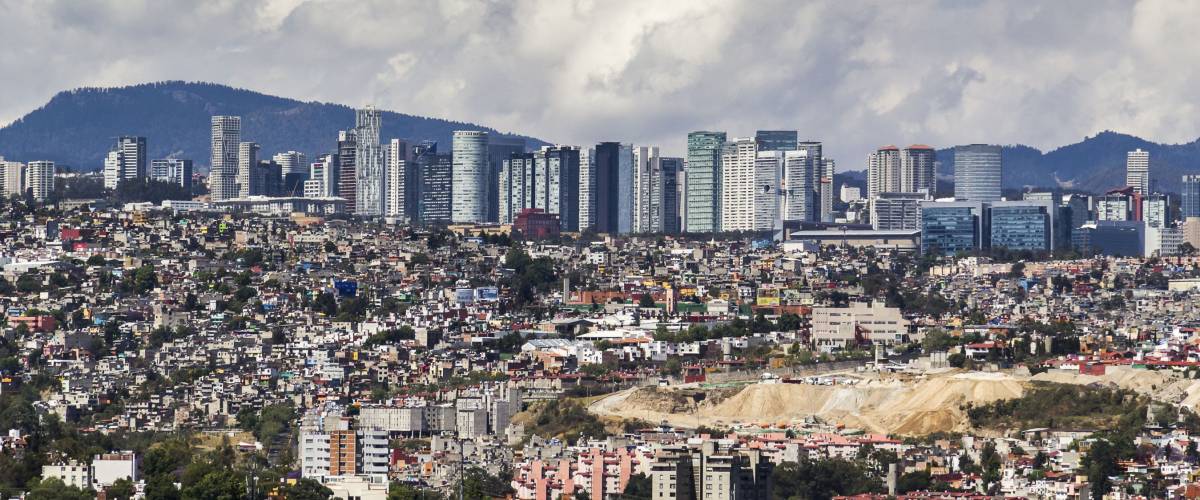 skyline of santa fe commercial, university, financial and residential modern east district of Mexico City