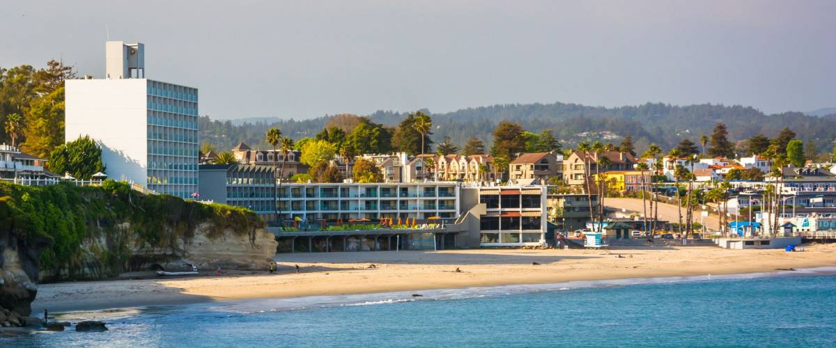 View of the beach in Santa Cruz, California.