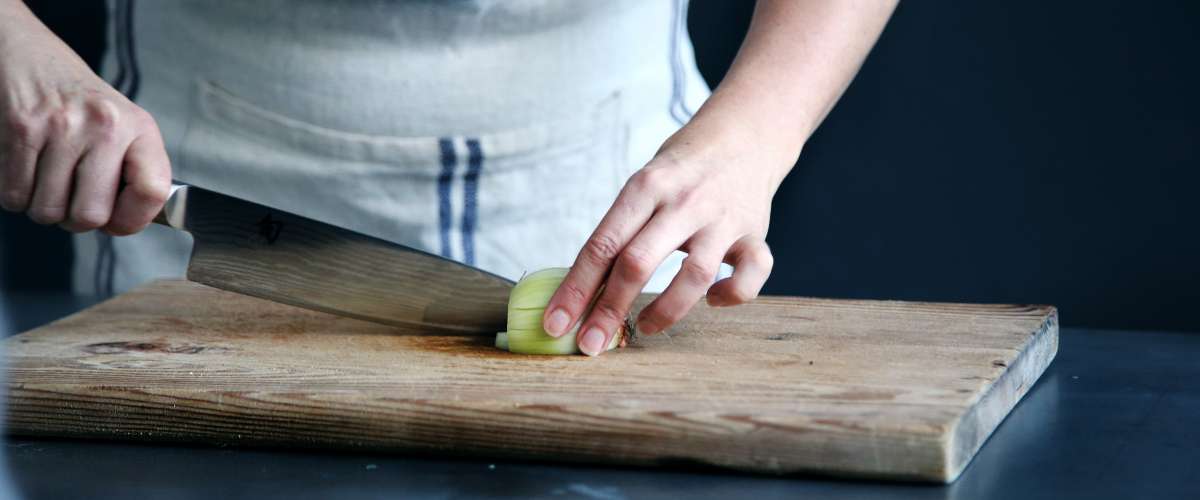 Slicing an onion with a nice kitchen knife